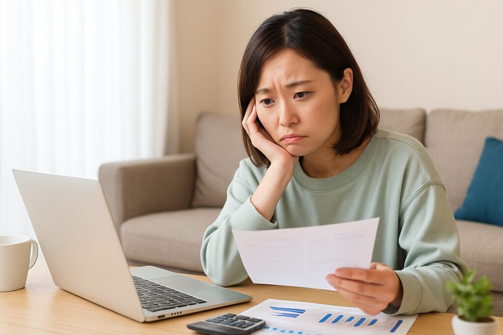 つみたてNISAの仕組みが分からず悩んでいる女性の様子